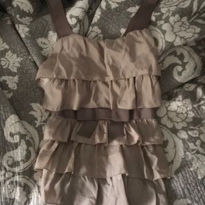 Anthropologie Bordeaux tiered ruffle tank top